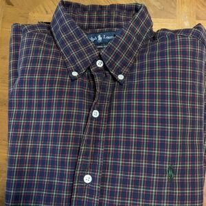 Ralph Lauren Classic Fit Red Plaid Button-Down LS Cotton Shirt Pony Men's Sz‎ XL